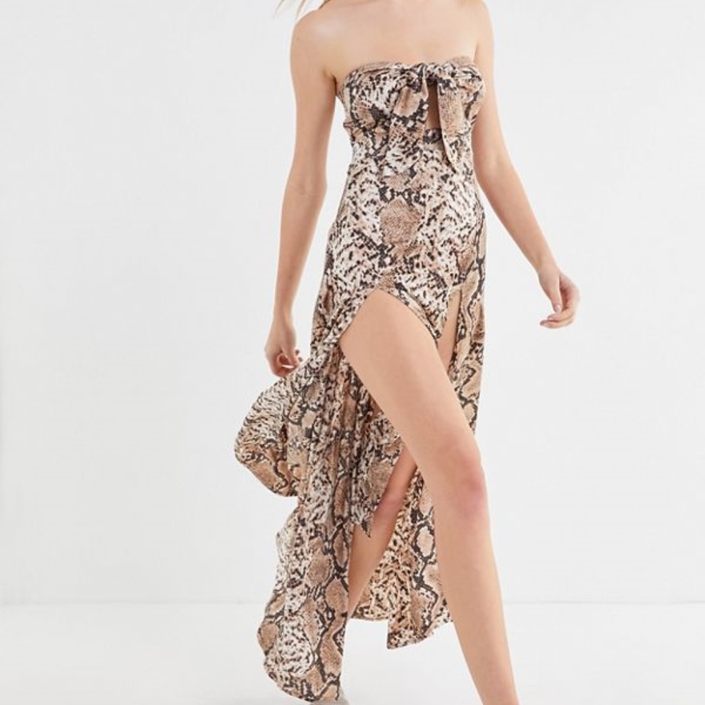 Lioness -  Snake Print Strapless Maxi Dress